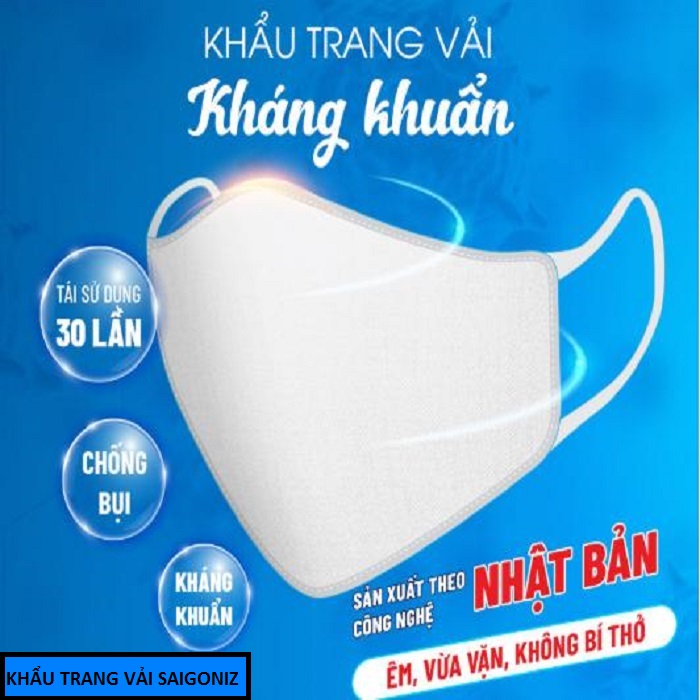 Khẩu trang vải 3 lớp kháng khuẩn