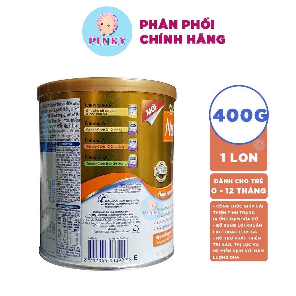Sữa bột Enfa Nutramigen A+LGG 400g (Dành Cho Trẻ Dị Ứng Đạm Sữa Bò)