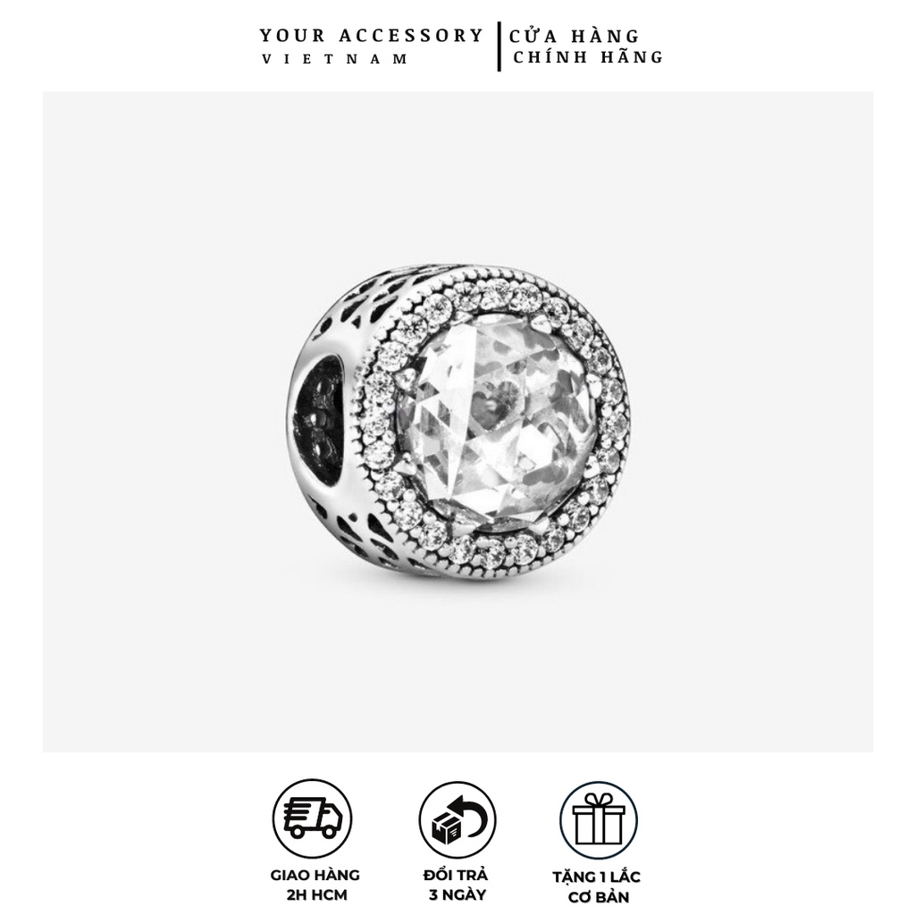[Hạt charm bạc 925] [Hạt charm pandora] Hạt charm đính đá kiểu Pandora cao cấp YAC10