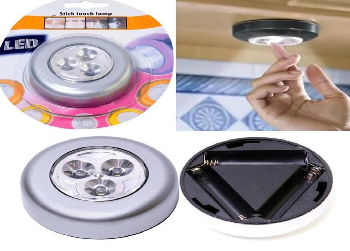 Bộ 2 Đèn Led Dán Tường 3 Bóng - Gắn Tủ Quần Áo Phòng Ngủ, Tủ Bếp (Bạc) - Dùng Pin AAA