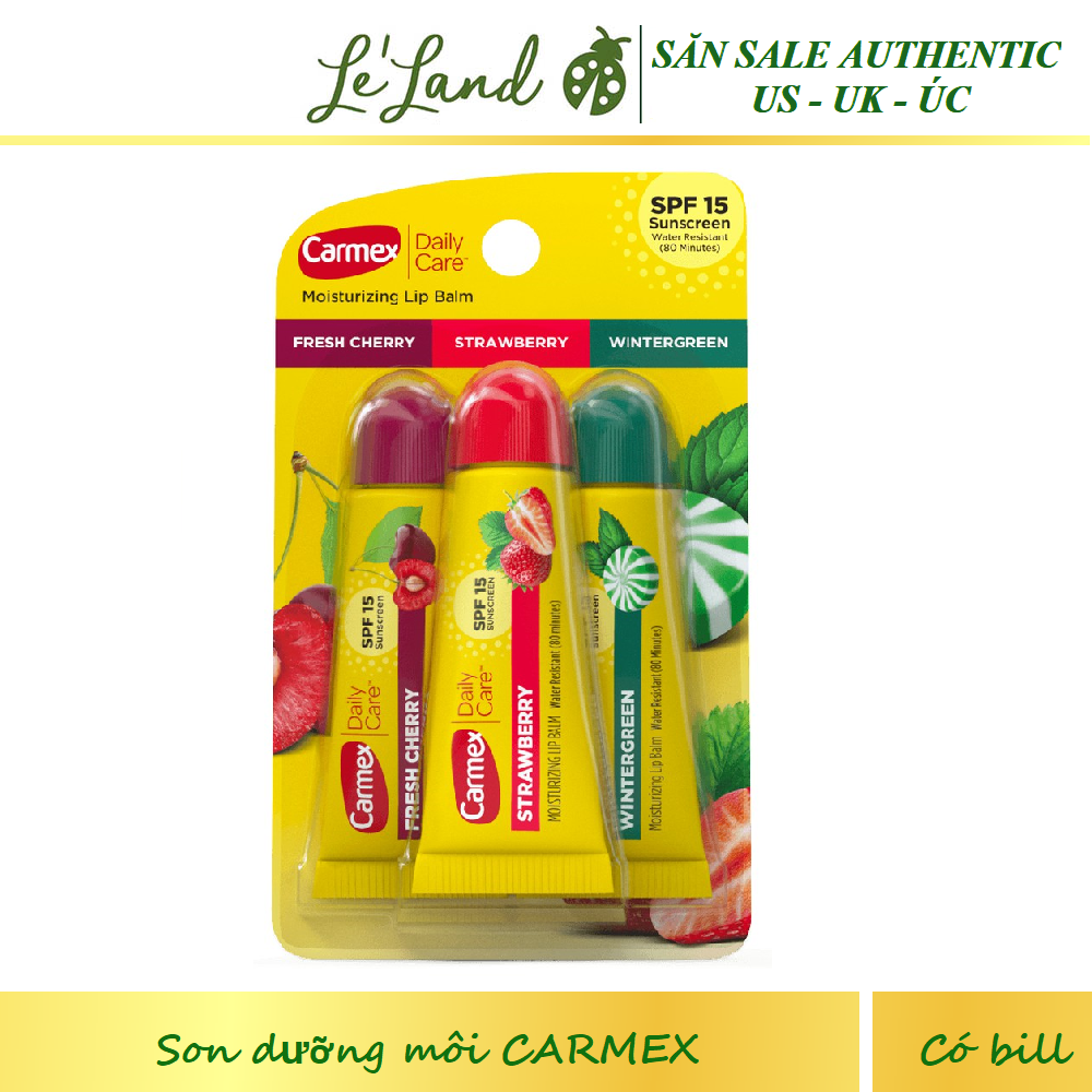 Bill US - Săn sale 60%- Son Dưỡng Môi Carmex Set 3 tuýp có mùi