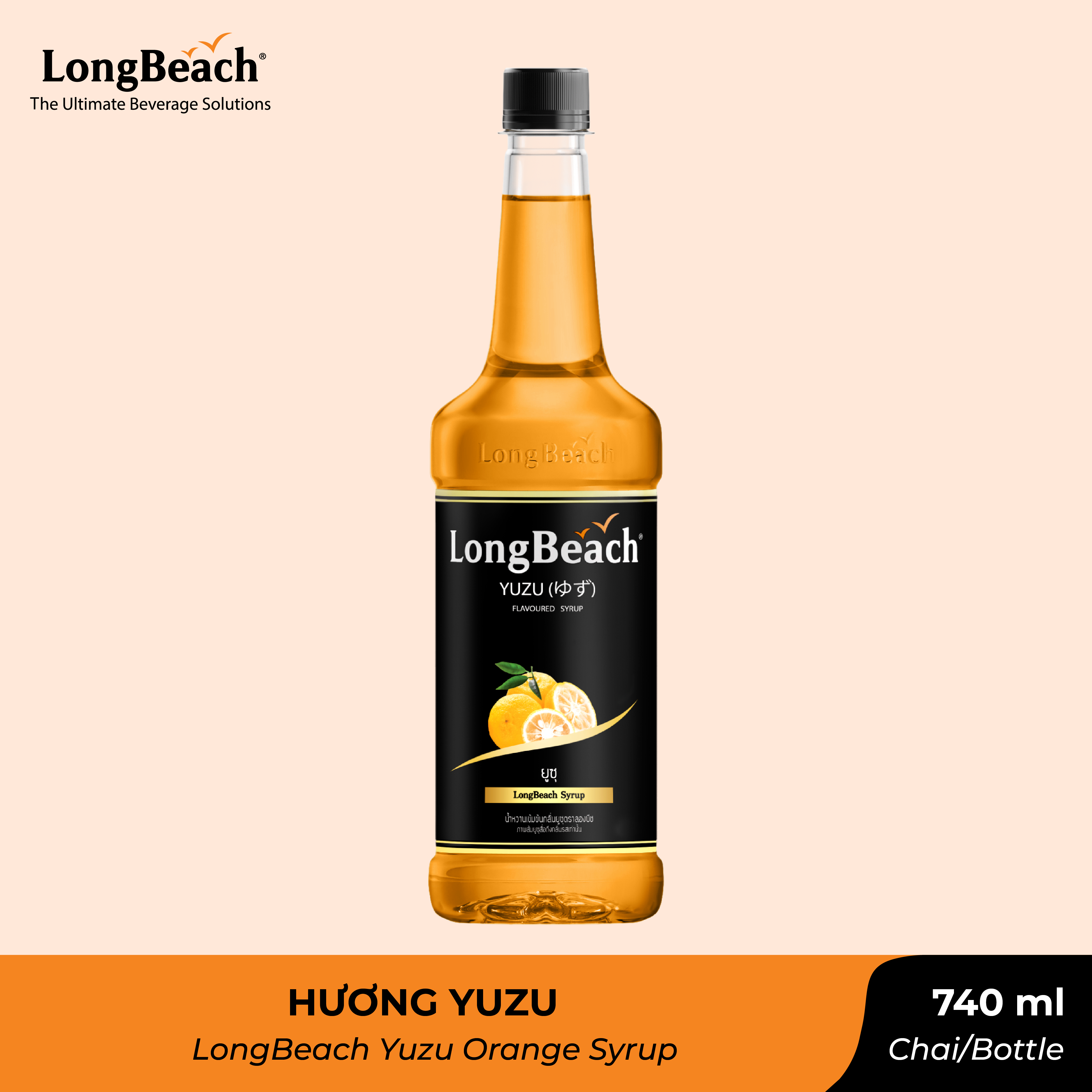 Siro Cô Đặc Hương Yuzu (Nhãn Hiệu LongBeach) 740ml
