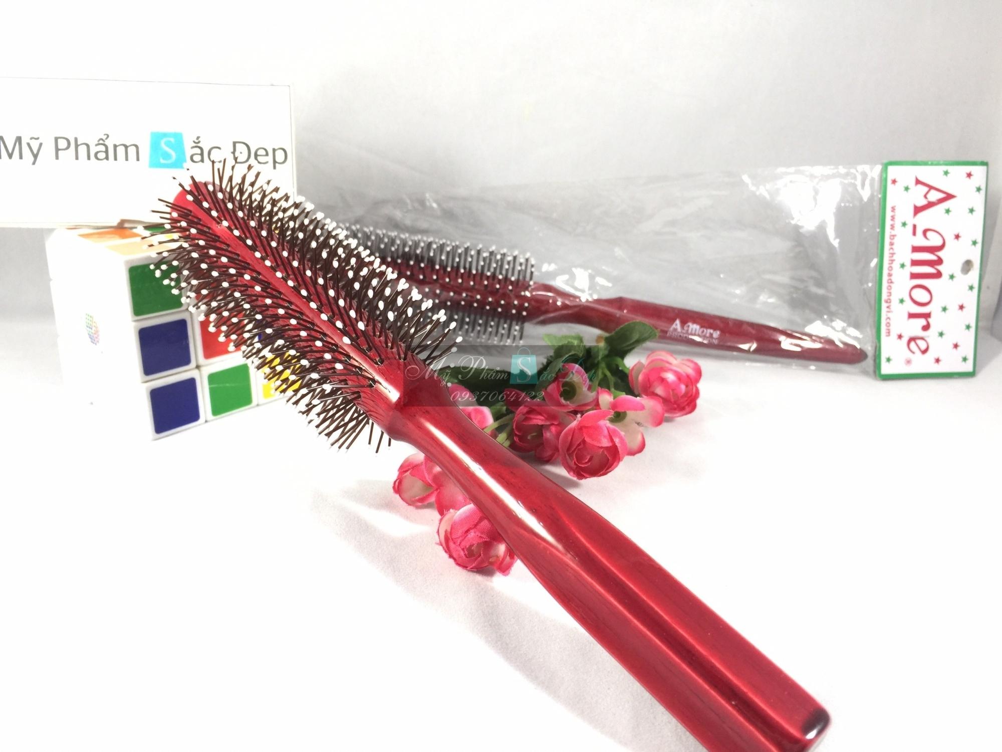 Lược tròn chải tóc cán gỗ