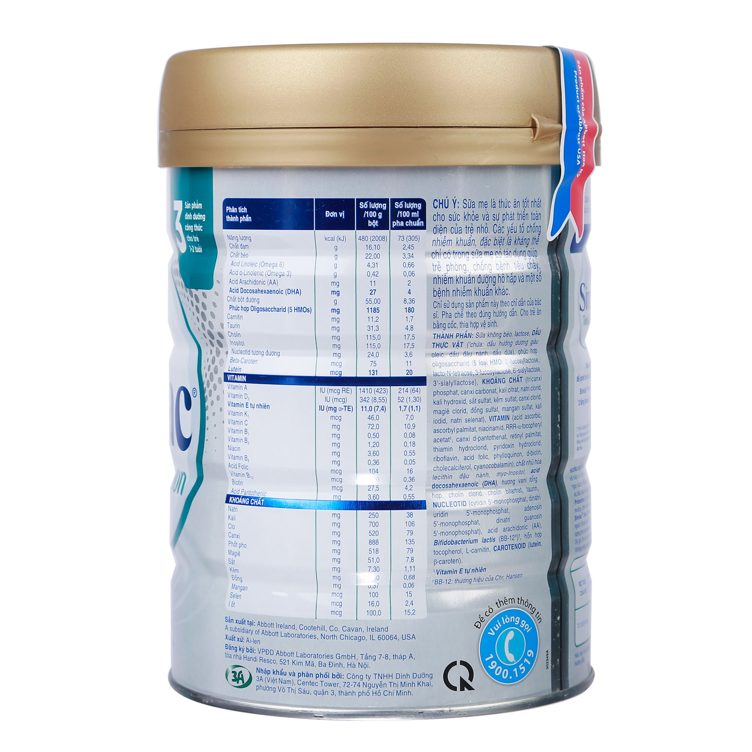 Sữa bột Abbott Similac Total Protection 3 (900g)