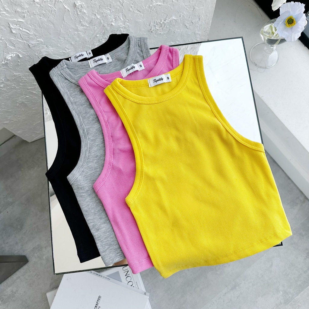 Áo croptop nữ body sát nách TOPTIFY kiểu cổ tròn basic sát nách Ruth Top AC82