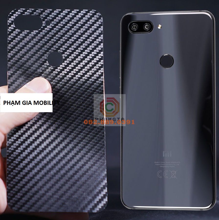Miếng dán mặt lưng skin carbon Xiaomi Mi 8 / Mi 8 Lite