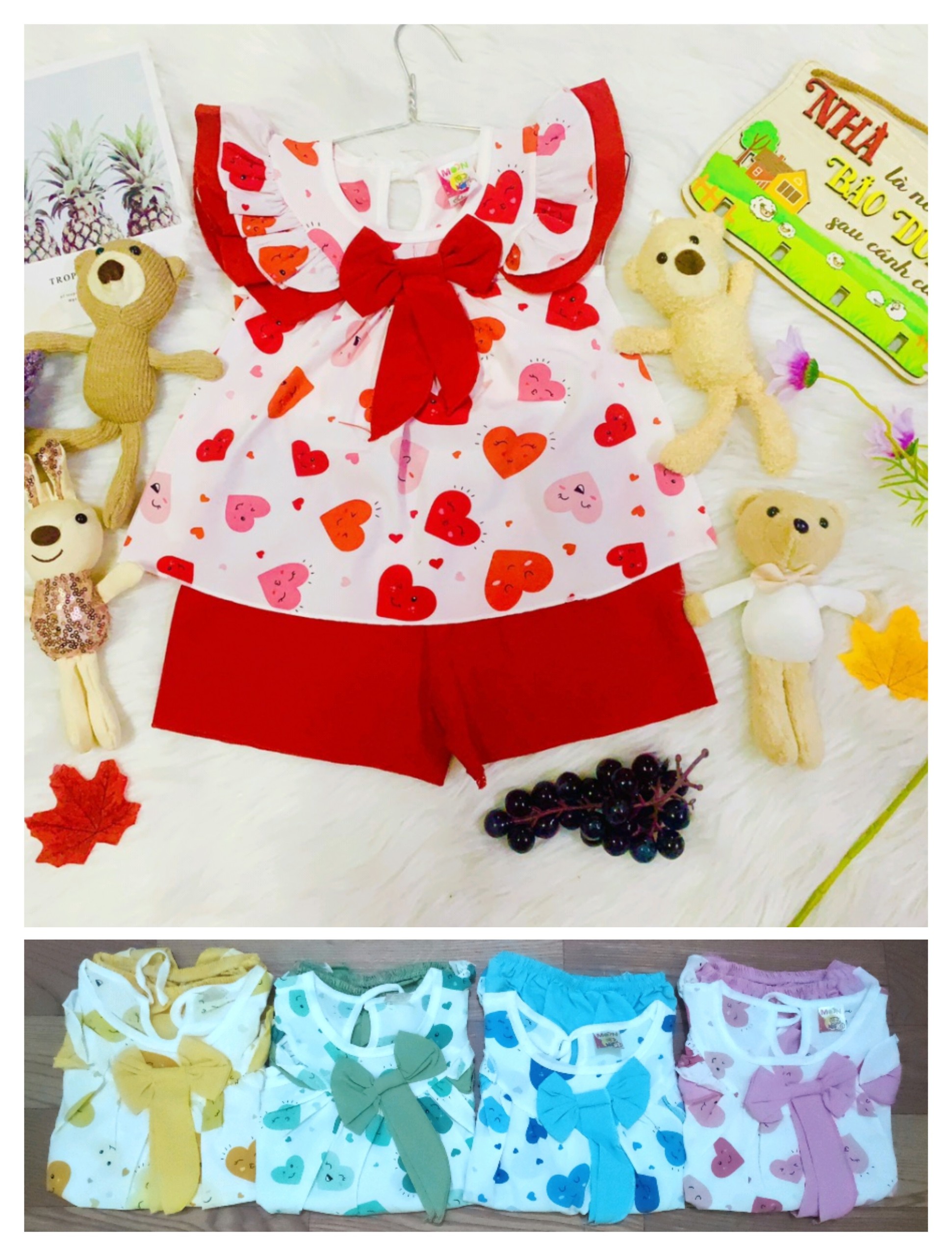 Bộ Lụa Tay Cánh Tiên Bé (6-18kg) (Giao màu ngẫu nhiên)