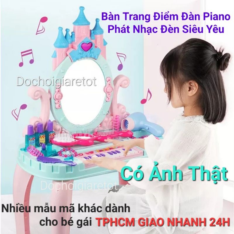 Bàn Trang Điểm Đàn Piano cho bé gái loại đại 2IN1 máy sấy tóc