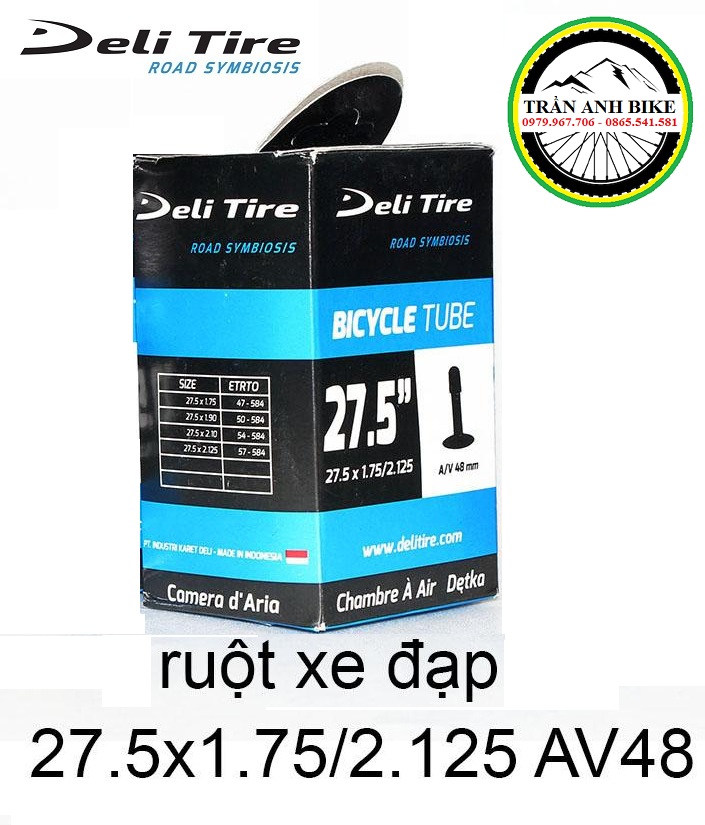 Săm ruột xe đạp deli tire 27.5x1.75-2.125 av 48mm van mỹ - van xe máy