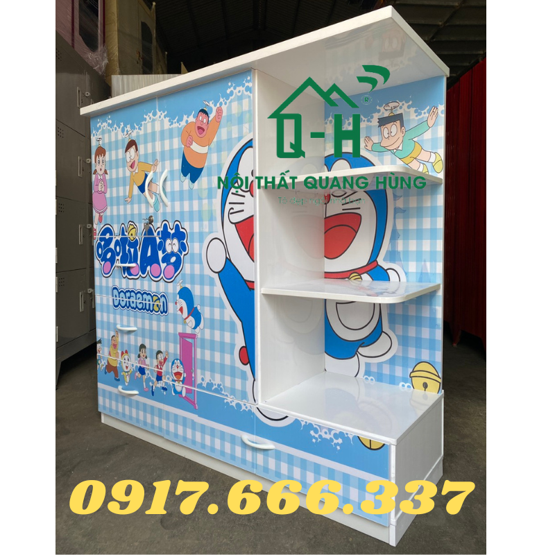 Tủ quần áo nhựa đài loan có kệ in 3d doraemon giá rẻ