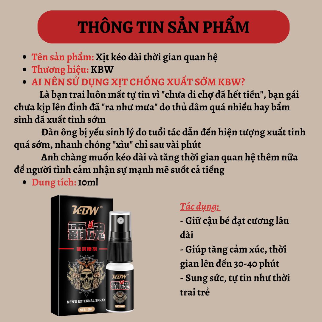 Xịt kéo dài thời gian quan hệ bền bỉ đến 60 phút,  giúp quý ông tăng cường sinh lực mạnh mẽ đạt 'phong độ đỉnh cao'