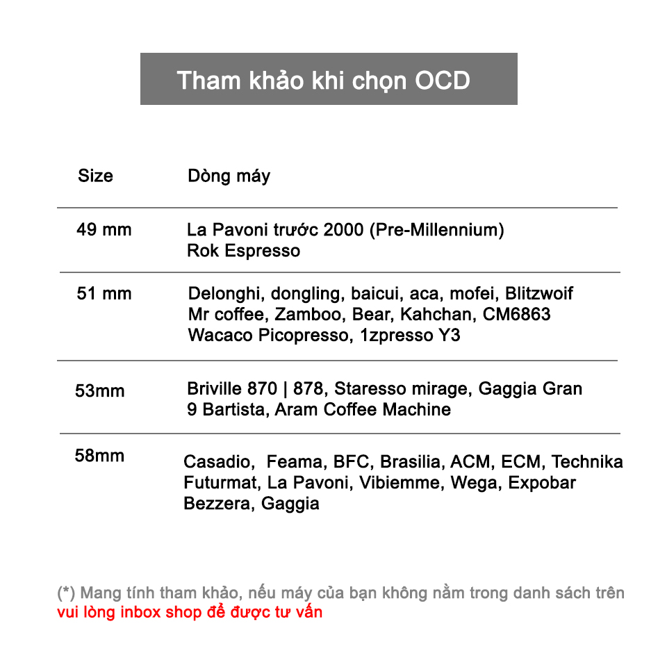 Tamper OCD 51, 53, 58MM | Dụng Cụ Dàn Đều Cà Phê