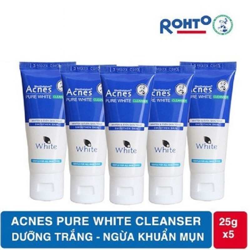 [Mua 4 tặng 1] Combo 5 tuýp sữa rửa mặt dưỡng trắng Acnes Pure White Cleanser 25g