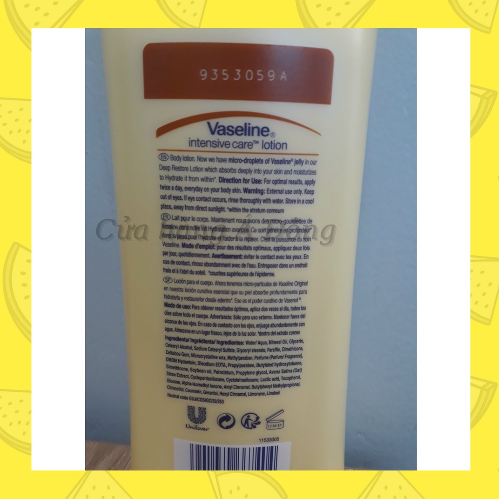 Sữa dưỡng thể VASELINE dưỡng trắng da 725ml (Dưỡng thể ban ngày Vaseline chai hồng/ Vaseline chai vàng)