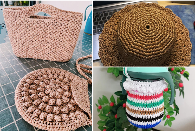 Sợi dù đan móc mũ, túi handmade