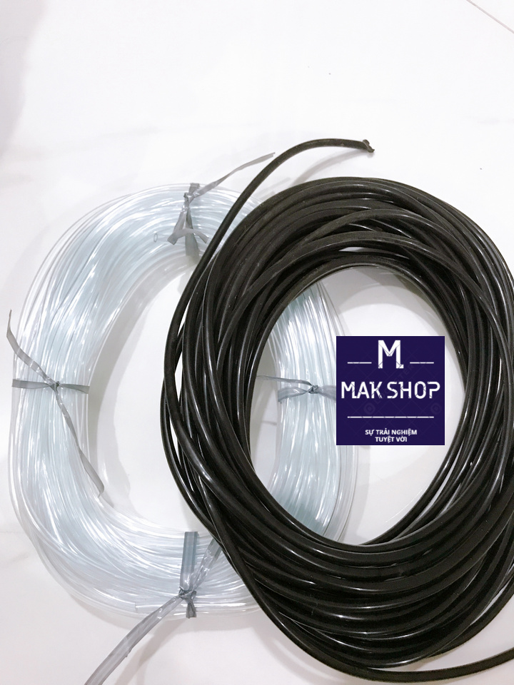 3m dây, ống oxy 4ly(Lổ 4ly) Trắng, Đen lựa chọn, cho hồ cá cảnh, hồ thủy sinh