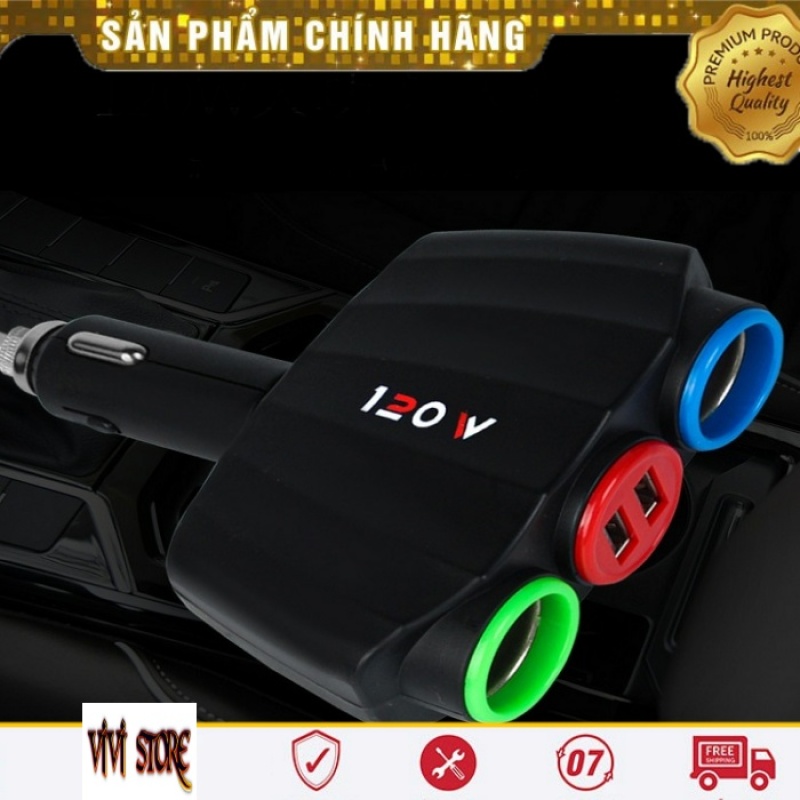 Chia tẩu sạc ô tô cao cấp 2 cổng tẩu 2 cổng usb