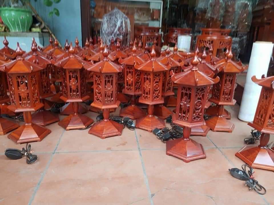 Cặp Đèn gỗ hương cao cấp cao 48cm