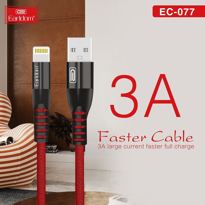 Cáp sạc dù Earldom EC-077 , cáp sạc nhanh 3A (Lightning /Micro /TypeC)