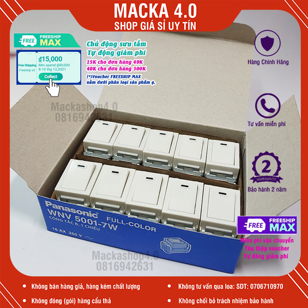 10 ổ cắm màn che công tắc/ công tắc 1 chiều full panasonic aht5 nhỏ wnv 1081-7w/wnv5001-7w