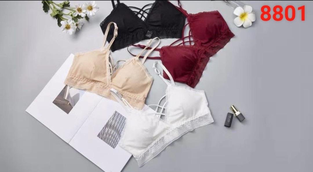 Áo Lót Nữ – Bra Thun Lạnh Tăm Dây Chéo Ngực, Cài Sau 3 Móc 8801