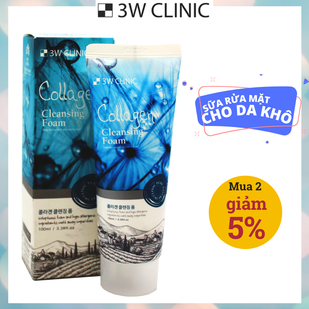 Sữa Rửa Mặt Collagen 3W Clinic Foam Cleansing 100ml