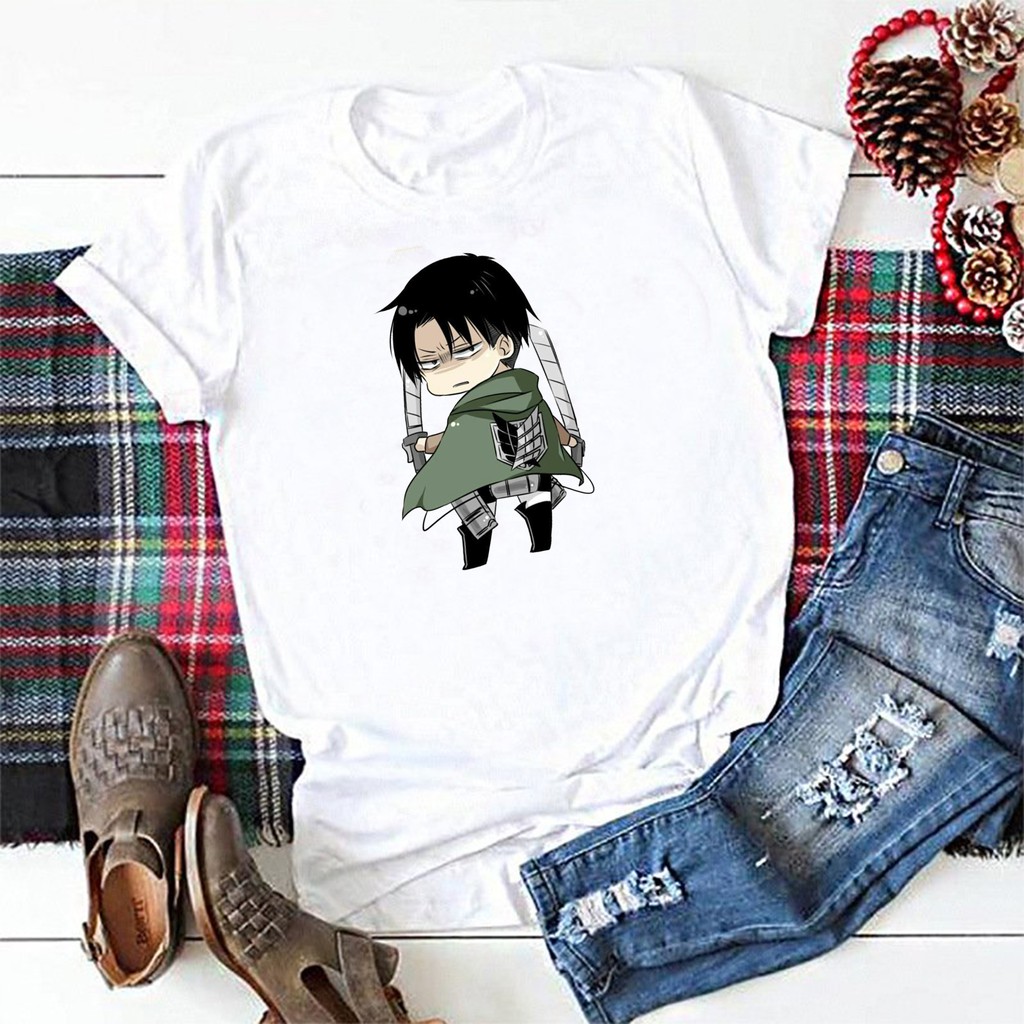 Áo thun phông trắng in hình Levi Ackerman Attack on Titan anime
