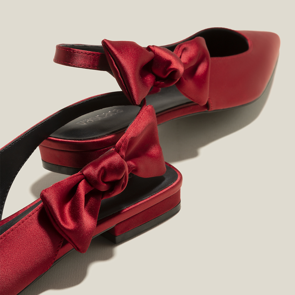 Vascara Giày Slingback Satin Nhấn Quai Nơ - BMN 0575