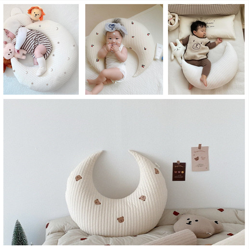 Gối Chăm Sóc Trẻ Sơ Sinh Đa Năng Gối Ngủ Em Bé-Gối Mặt Trăng Bằng Cotton Có Thể Tháo Rời Đệm Sofa Trang Trí Nội Thất