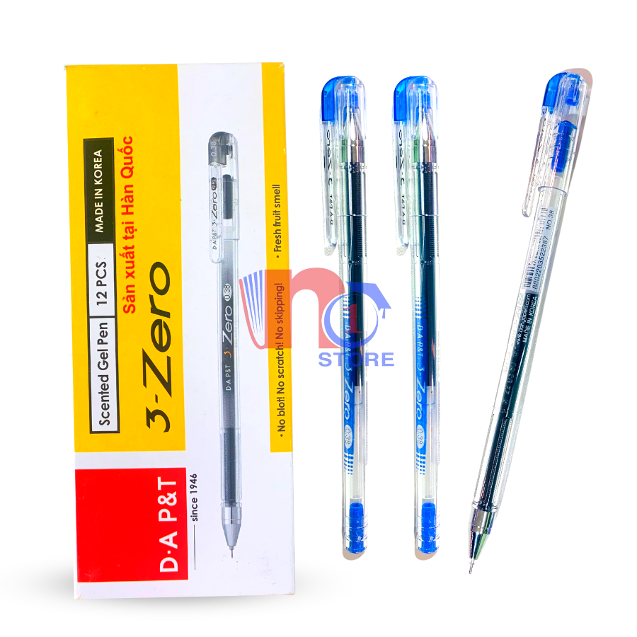 Hộp 12 cây viết gel 0.38mm 3 - zero d.a p&t hàn quốc, mực xanh, tím