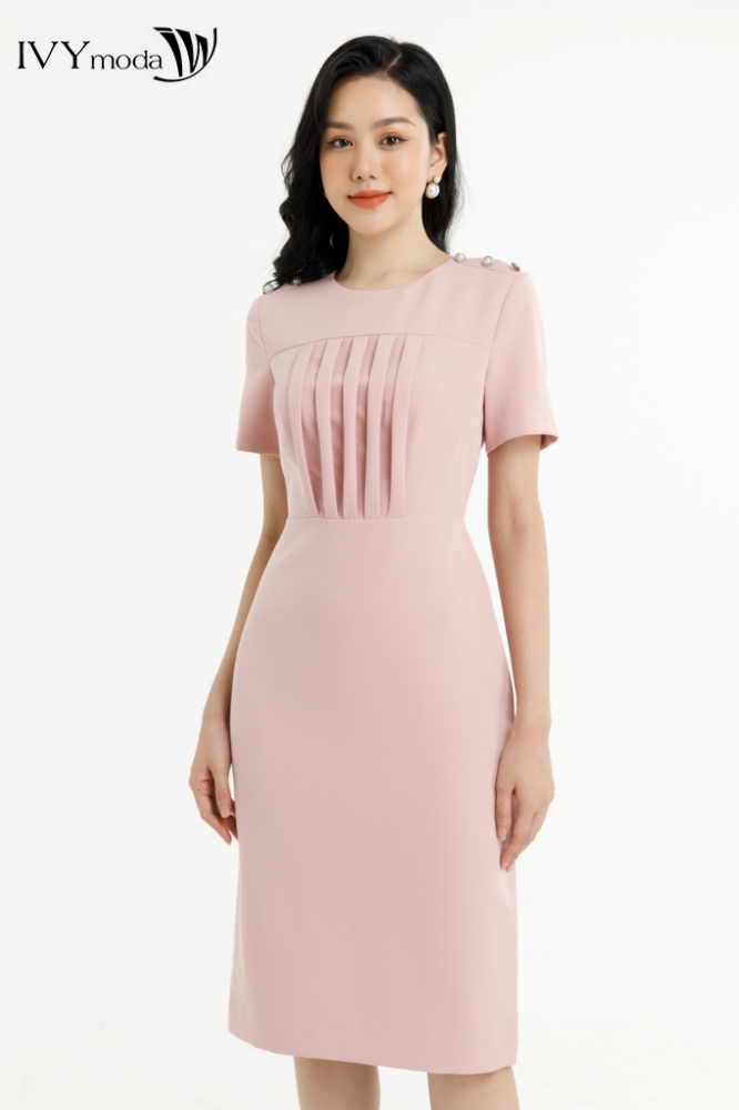 Đầm ôm xếp ly IVY moda MS 48M7644
