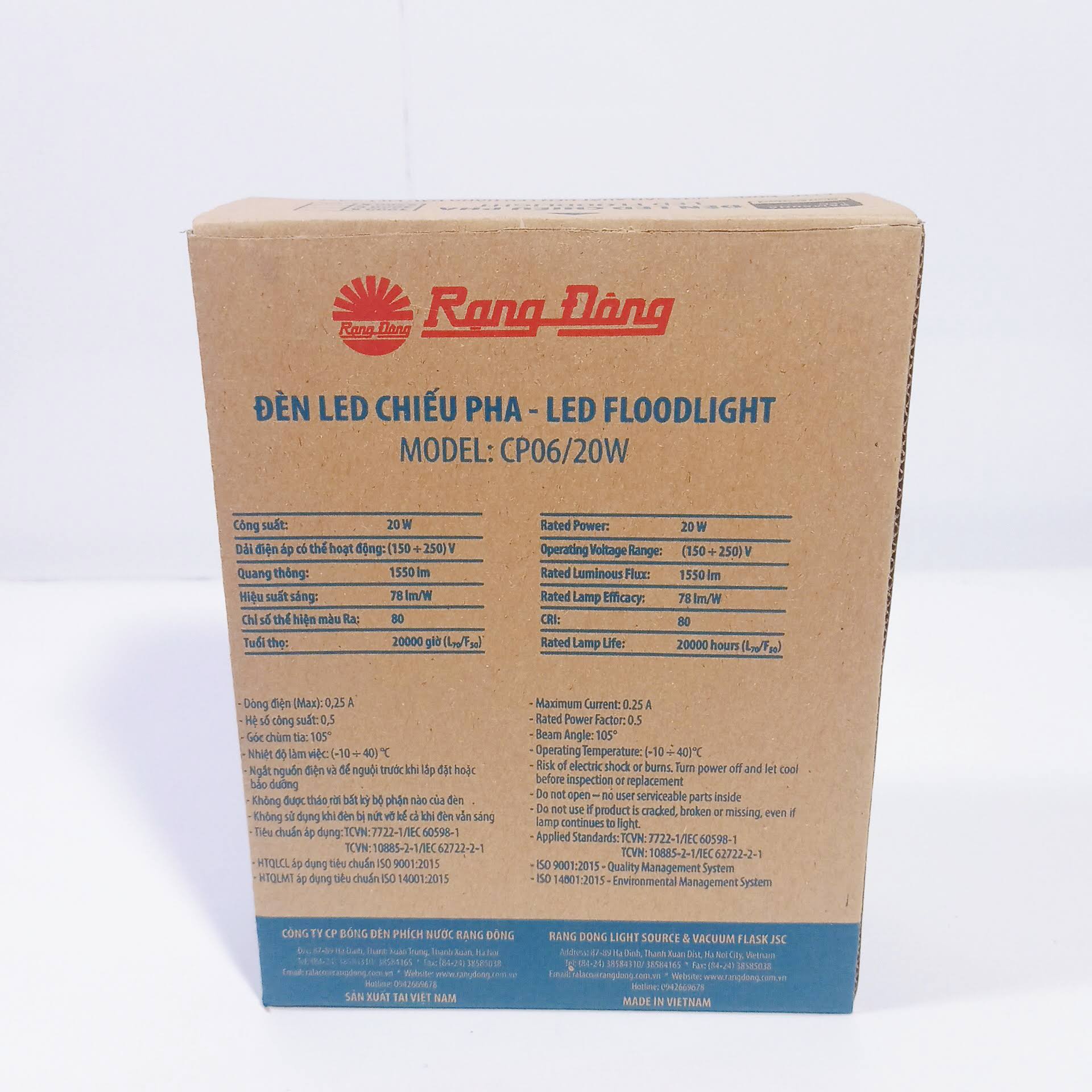 Đèn led chiếu pha 20w Rạng Đông IP66