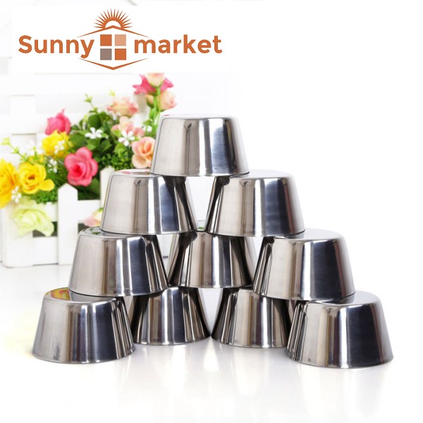 Bộ 10 ly inox 304 cao cấp size 8cm làm đá, khuôn làm bánh flan, rau câu, cupcake