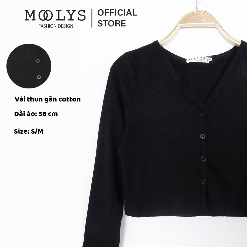 Áo croptop thiết kế dài tay cổ V Moolys MC006