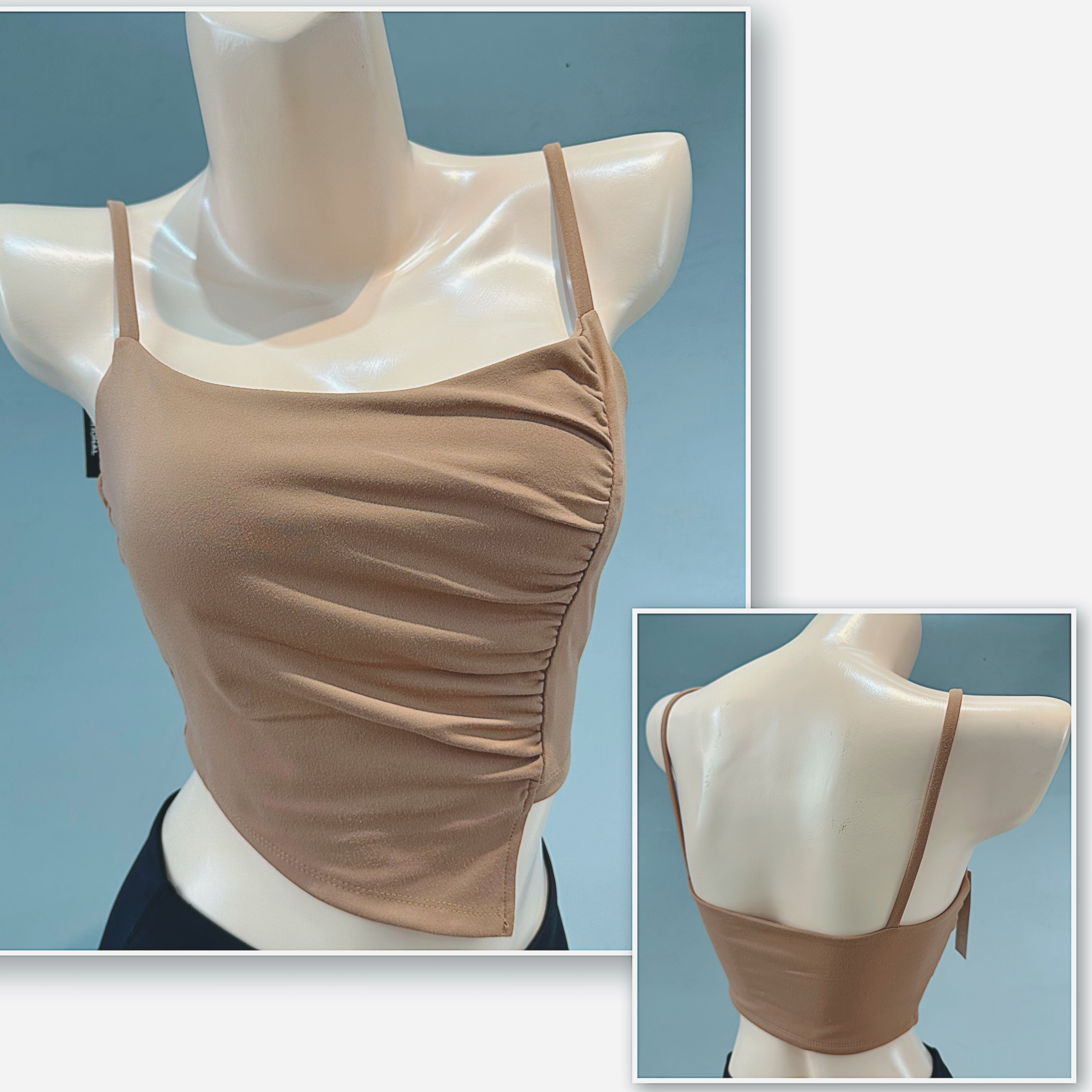 Áo croptop tập gym nữ 2 dây nhún vạt xéo tôn dáng