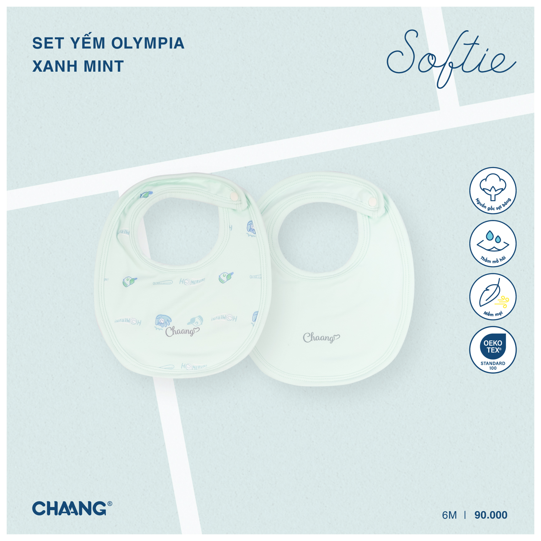 Set 2 chiếc yếm tròn sơ sinh Olympia Chaang