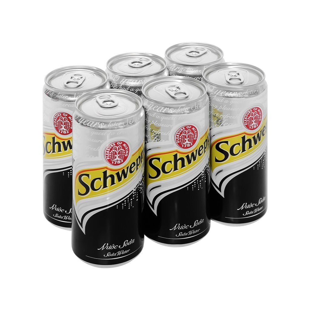 ☽☎✇  Nước Ngọt Có Gas Soda Schweppes Soft Drink Lon 330ml Tháng 06/2022