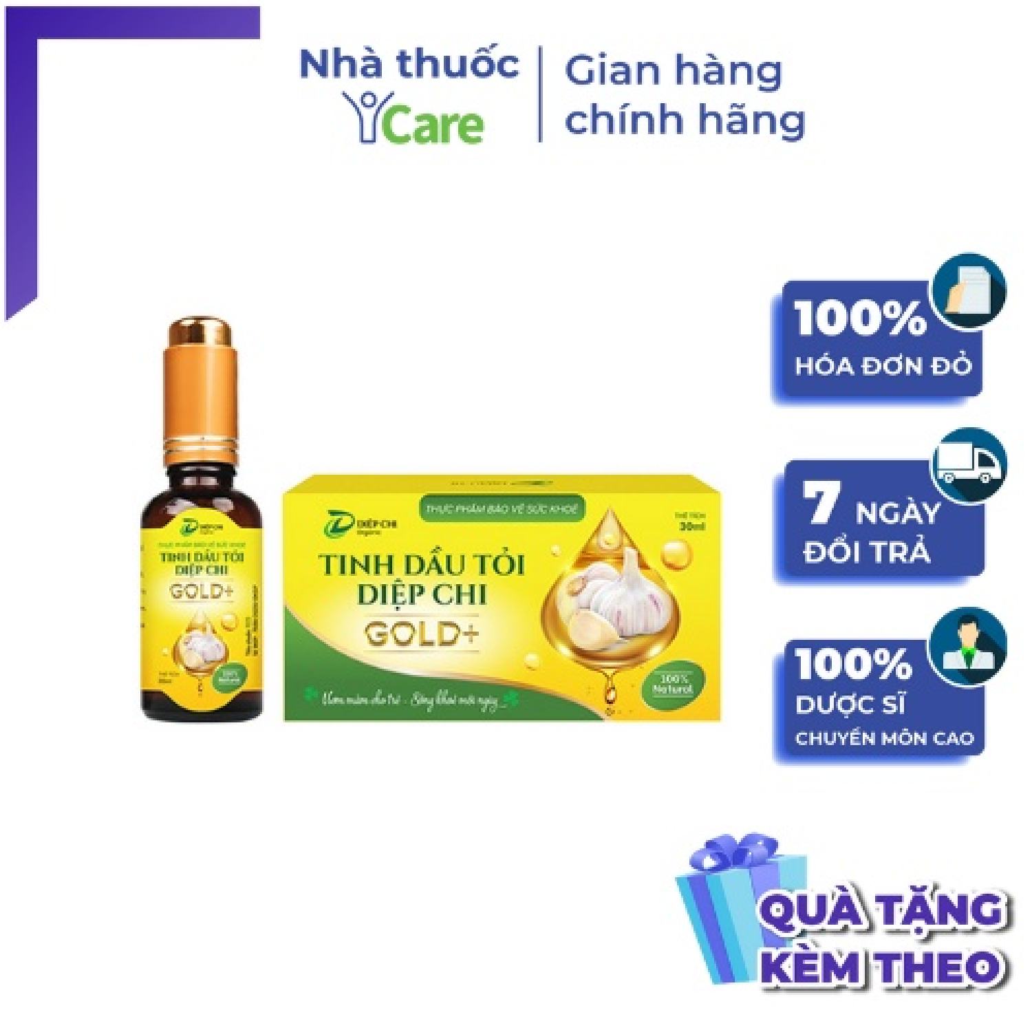 Tinh dầu tỏi Diệp Chi Gold+ lọ 30ml nguồn kháng sinh tự nhiên cho bé hết ho