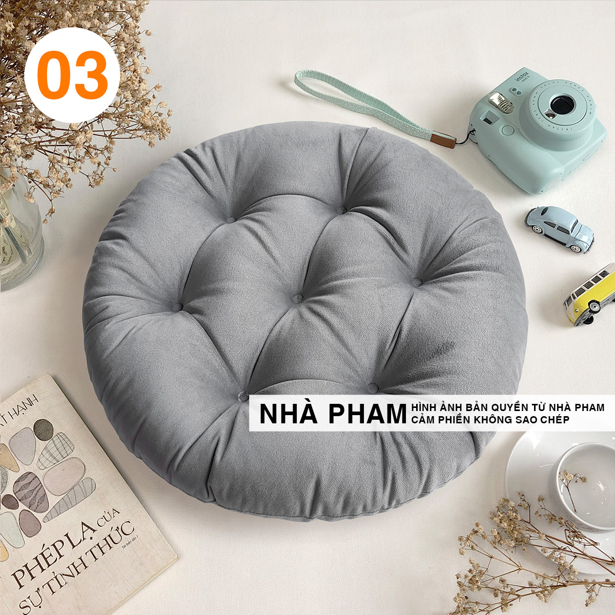 Đệm Tròn Ngồi Bệt Vải NHUNG (No1-20) (40,45,50cm)