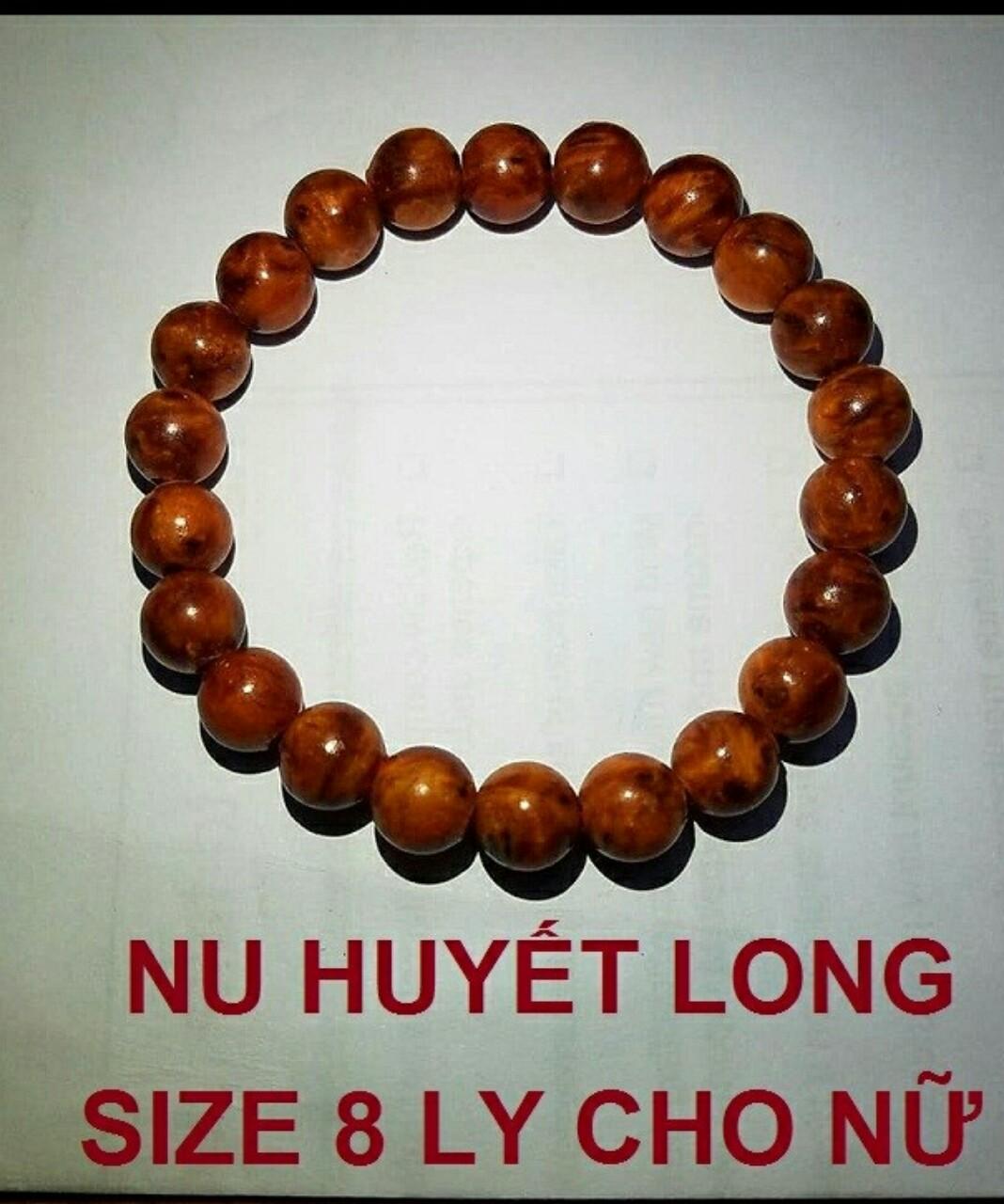 VÒNG TAY GỖ NU HUYẾT LONG 8LY CHO NỮ
