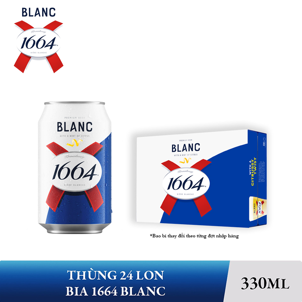 Thùng 24 lon bia kronenbourg 1664 blanc 330ml
