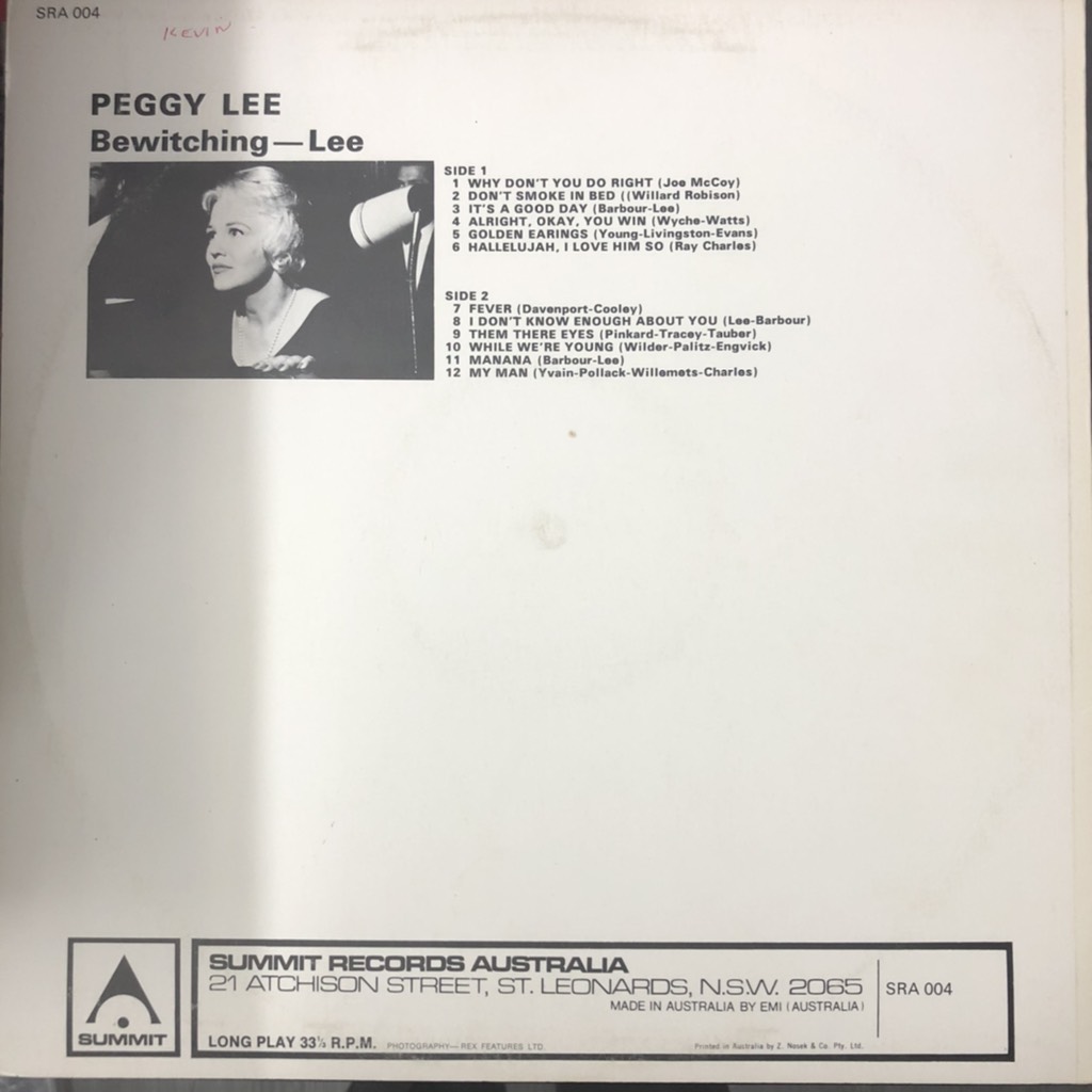 Đĩa than Vinyl - Peggy Lee – Bewitching Lee! - 1 LP