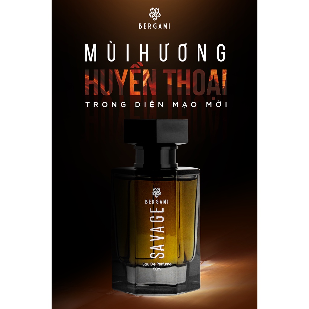 Nước hoa nam chính hãng mùi hương GỖ SỒI trầm ấm quyến rũ Bergami Savage 50ml