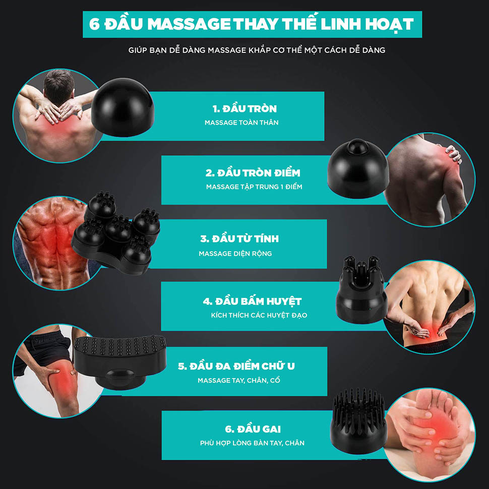 Máy Massage Cầm Tay Đa Năng KINGTECH KT-1768, Máy Đấm Lưng Toàn Thân 6 Đầu Massage 10 Cấp Độ Chuyên Sâu Cổ, Vai Gáy, Chân, Lưng, Eo - Quà Tặng Nam Nữ, Sếp, Doanh Nghiệp - Chính Hãng