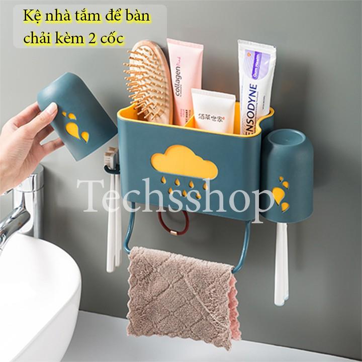 BÁO GIÁ Kệ Nhựa Để Bàn Chải Đánh Răng | Shopee Lazada Sendo Tiki mới nhất 54 Kệ Để Bàn Chải Kem Đánh Răng 2 Lớp Hình Đám Mây Mưa - Kệ Nhựa Để Đồ Phòng Tắm Phòng Bếp