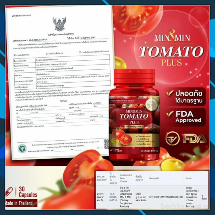 Viên uống trắng da cà chua Tomato Plus Thái Lan