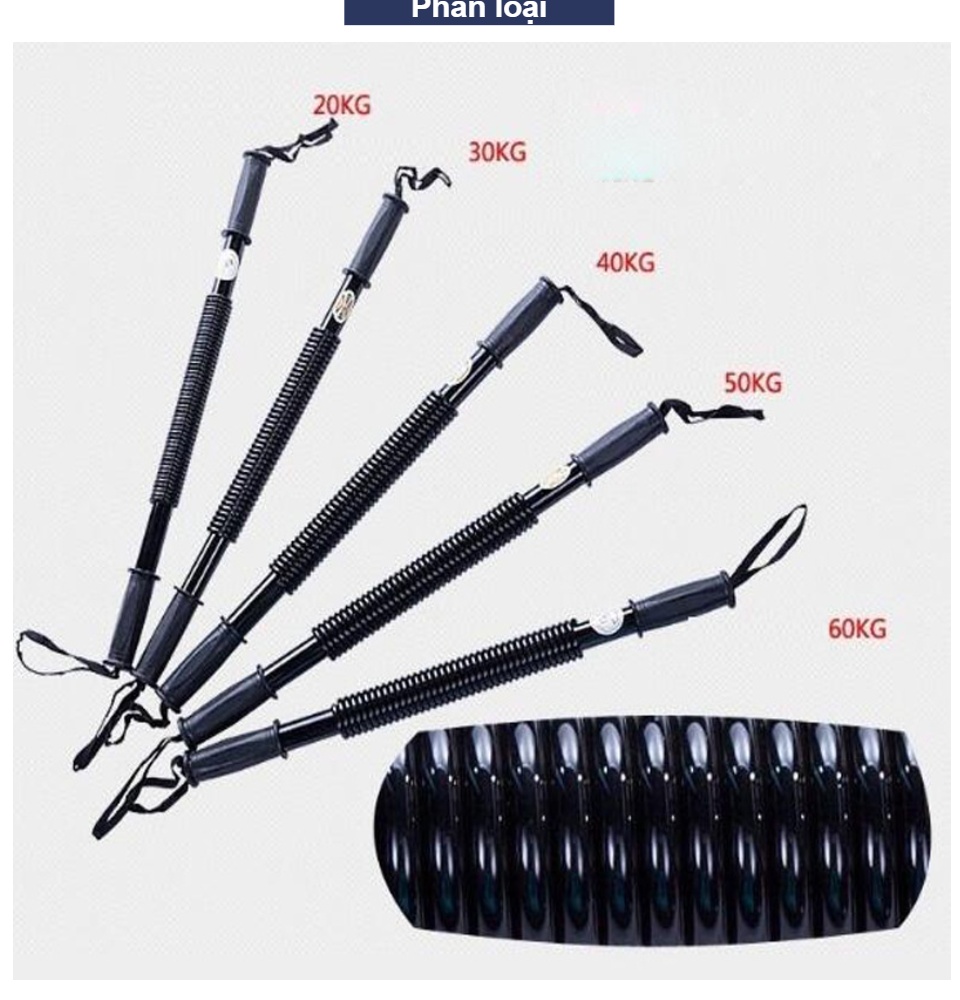 Gậy Bẻ Tập Cơ Tay Với Lực Bẻ 20-30-40-50-kg, Gậy Lò Xo Tập Cơ Tay Với Thanh Bẻ Lò Xo Có Độ Đàn Hồi Cao Được Làm Bằng Chất Liệu Titan Cao Cấp
