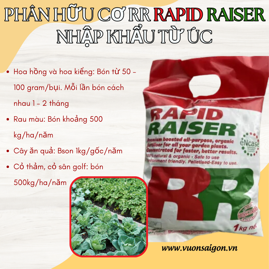 Phân hữu cơ RR Rapid Raiser nhập khẩu từ Úc (Vườn Sài Gòn)