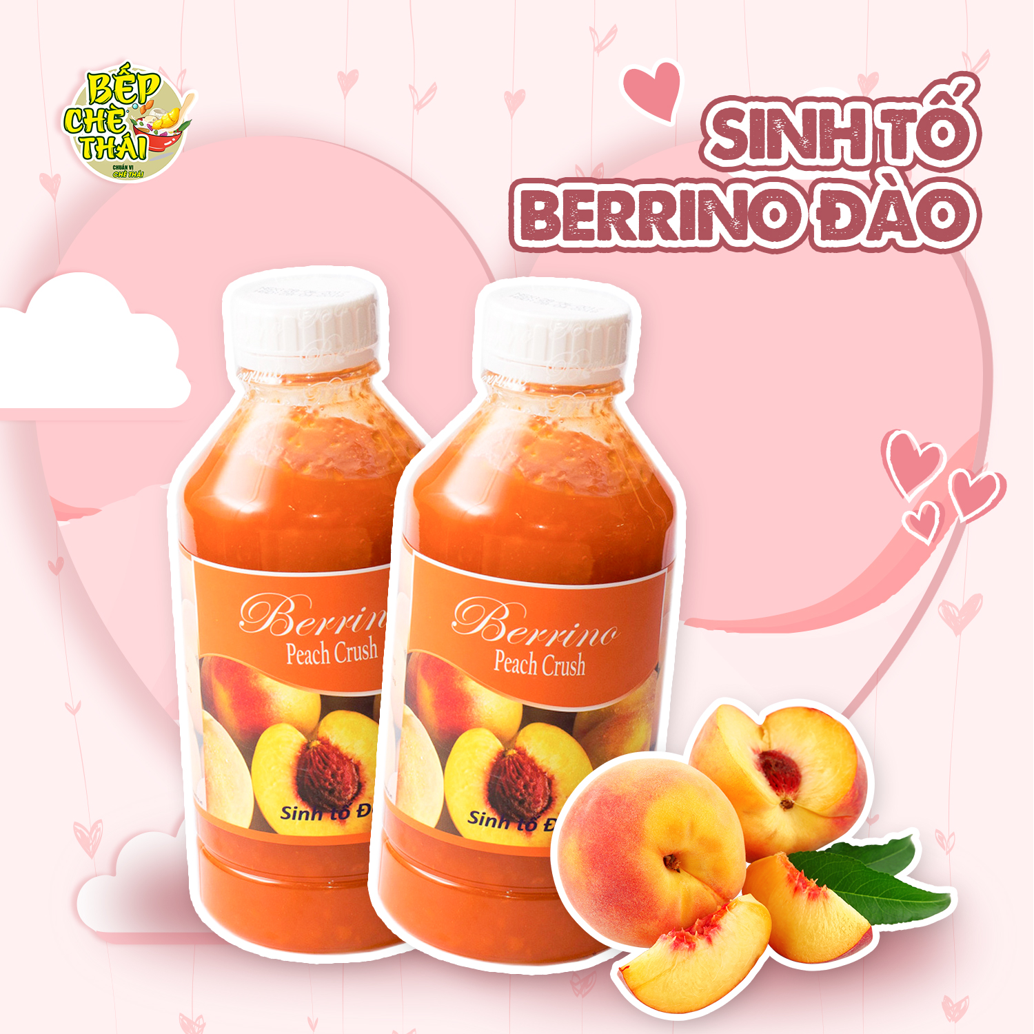 Sinh Tố Berino Đào Chai 1 Lít - Bếp Chè Thái