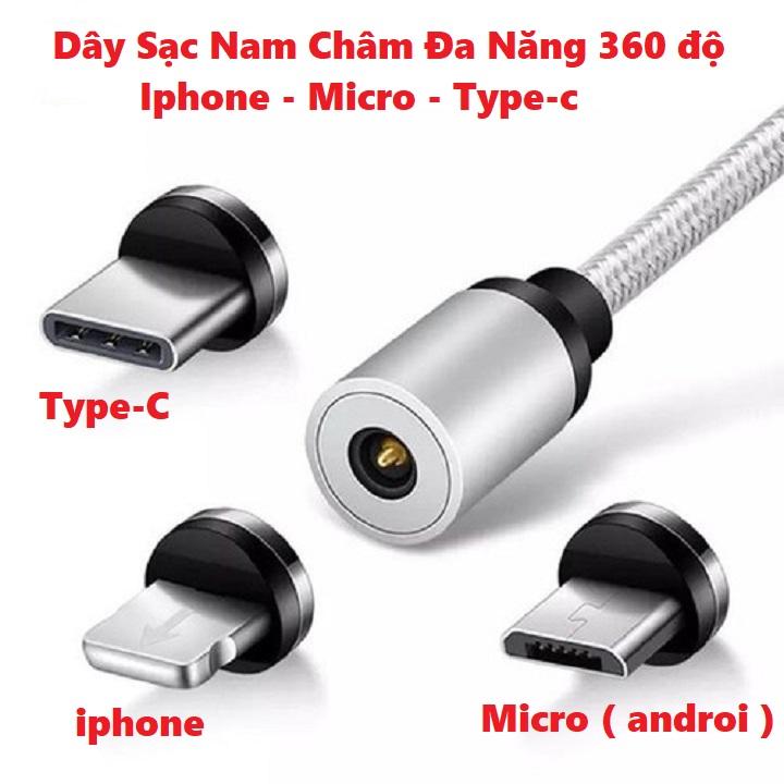 Dây Sạc Nam Châm Kèm 3 Chân sạc IPHONE/ANDROID/Type-C